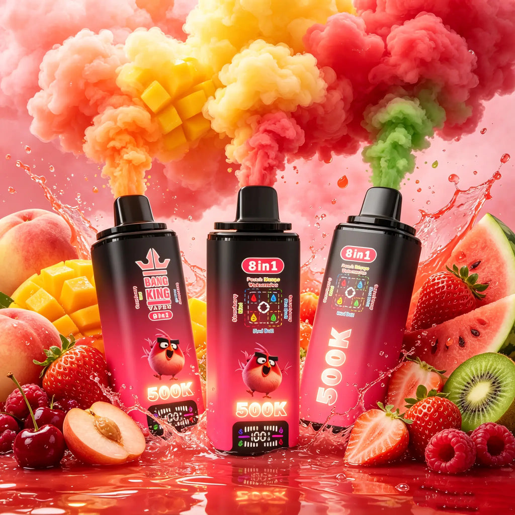 Bang King Vapen 8in1 500K Puff | Brzoskwinia‑Mango‑Arbuz+Red Bull+Truskawka Red Bull+Truskawka‑Kiwi