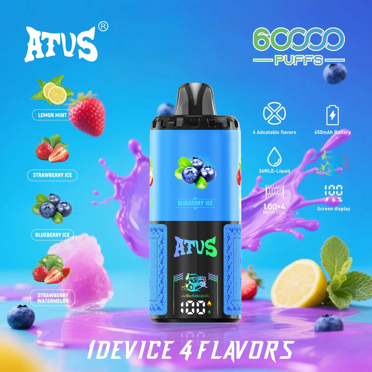 ATVS 60000 Puffs 4 w 1 Smak Jednorazowy Vape