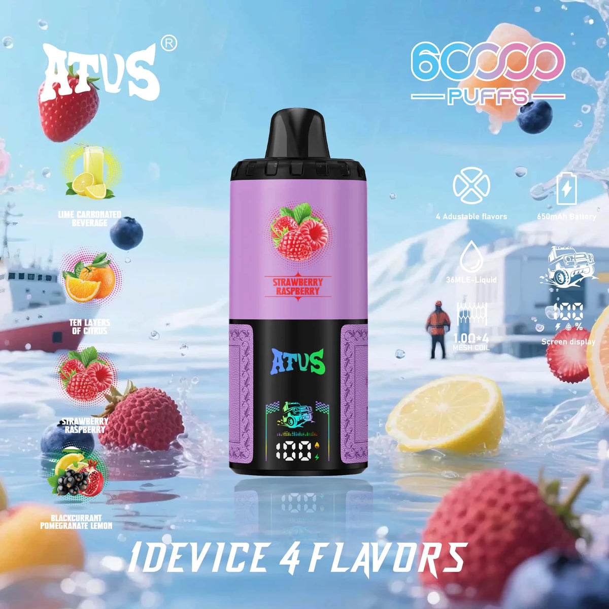 ATVS 60000 Puffs 4 w 1 Smak Jednorazowy Vape