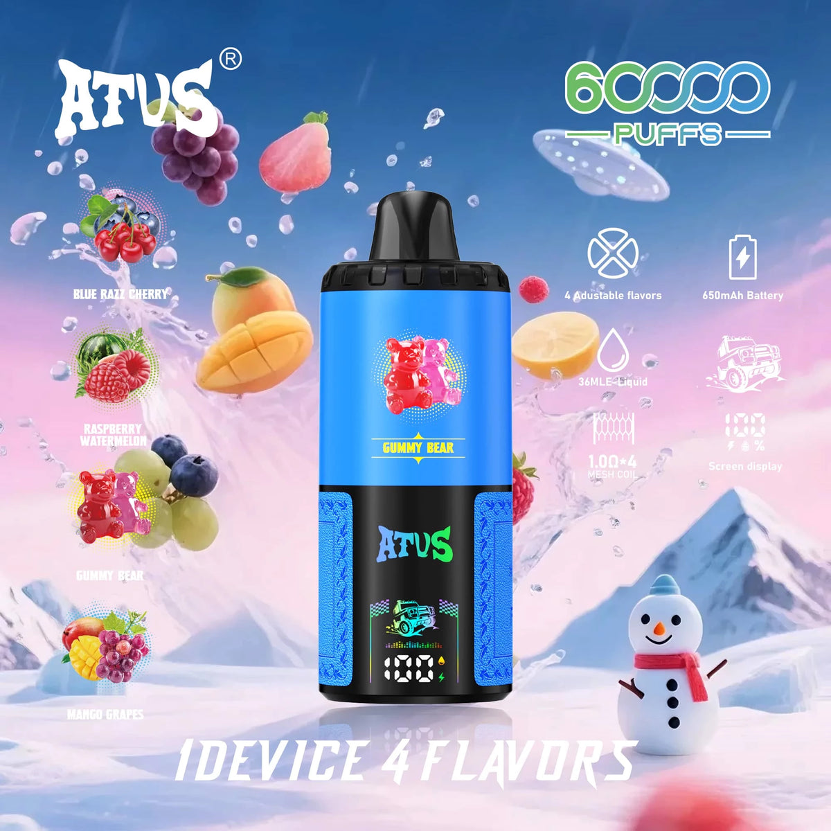 ATVS 60000 Puffs 4 w 1 Smak Jednorazowy Vape